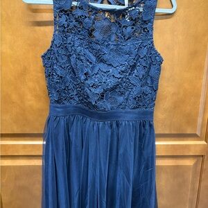 Elegant Blue Lace Dress
